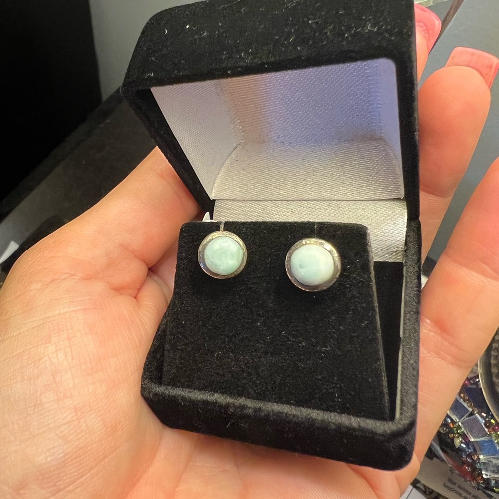 Silver & Larimar Earrings